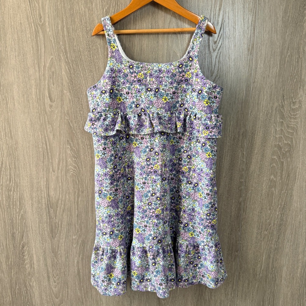Janie and Jack Floral Ruffle Dress Girls 12 Purple Cottagecore Spring Garden